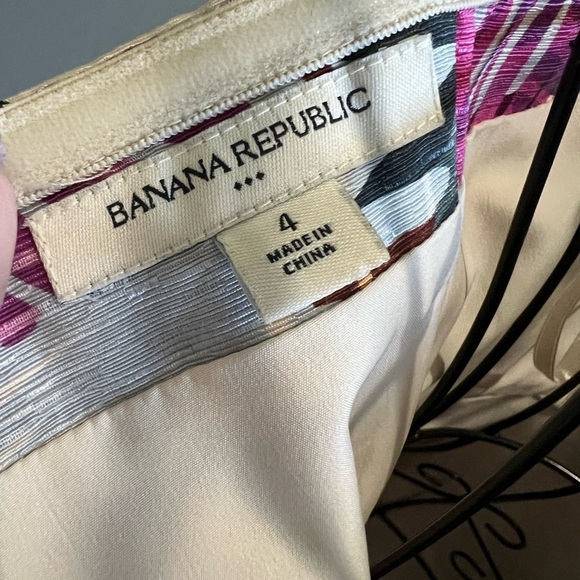 Banana Republic Silk Tropical Safari Strapless Dress Size 4 - Picture 7 of 9